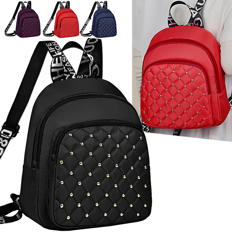Canvas Backpack Casual - Chic Stylish Studded Backpack Multi-Color Quilted